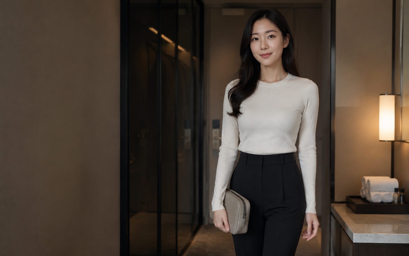 안산 고잔동 방문 홈케어를 안내하는 젊은 성인 한국 여성 관리사